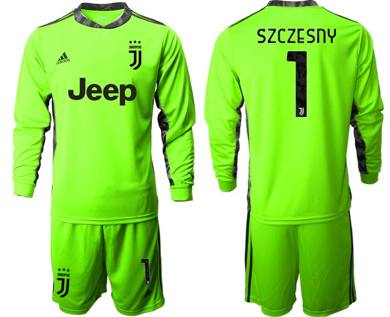 Men 2020-2021 club Juventus FC fluorescent green goalkeeper long sleeve #1 Soccer Jerseys